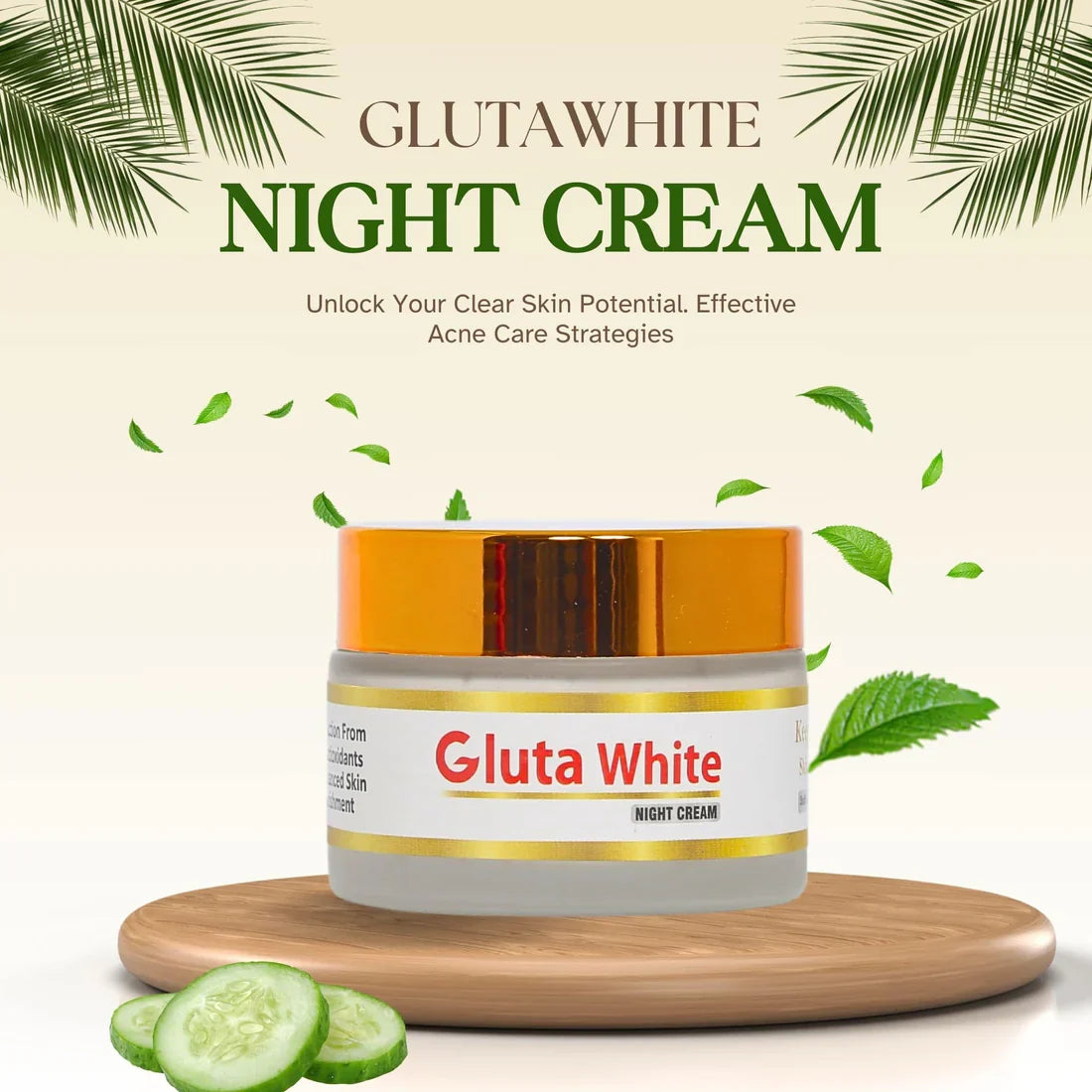 Gluta White Night Cream 50ml – Extreme Strong Whitening & Anti-Aging Glutathione Cream