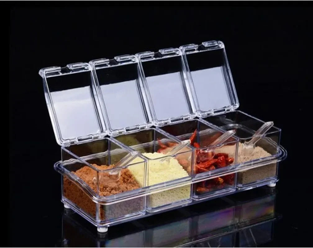 Crystal Seasoning Box – 4 Compartments Spice Storage Container Set