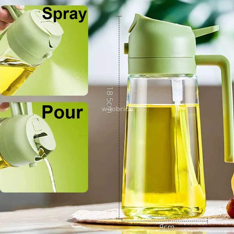 2-in-1 Oil Sprayer Bottle 470ML Kitchen Tool for Cooking BBQ