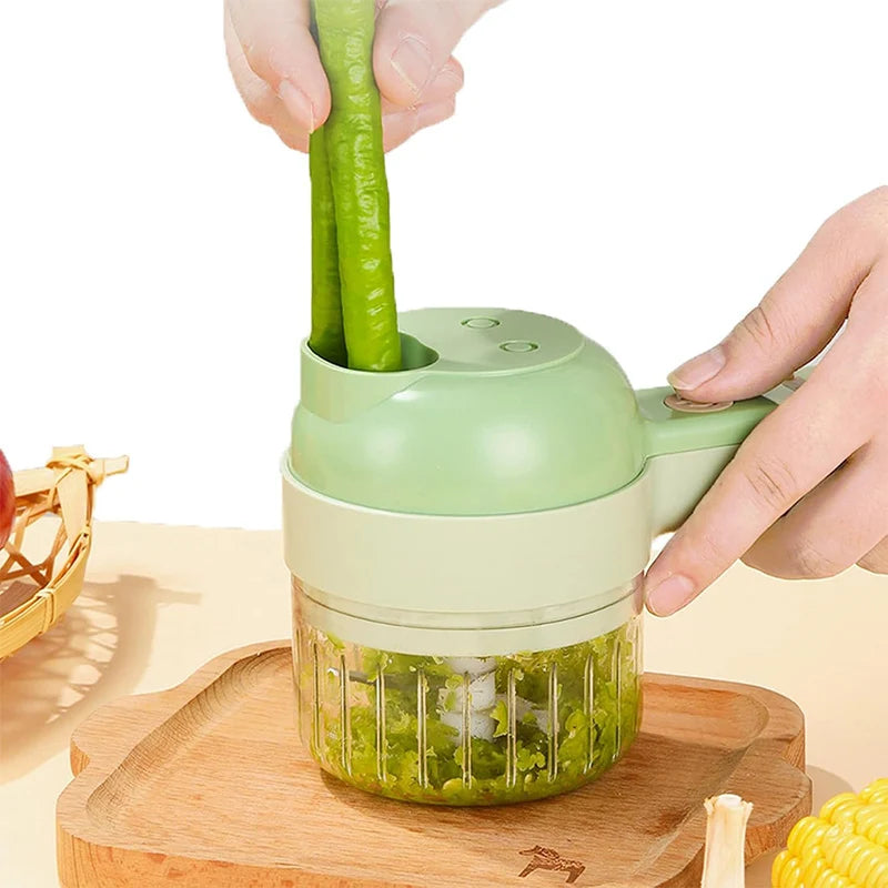 4-in-1 Electric Vegetable Cutter Handheld Wireless Food Chopper