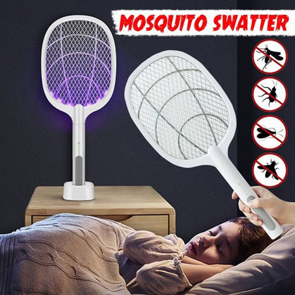 Rechargeable Mosquito Racket with Stand | Electric Insect Killer Bat for Indoor & Outdoor Use