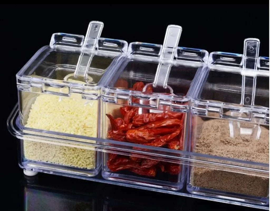 Crystal Seasoning Box – 4 Compartments Spice Storage Container Set