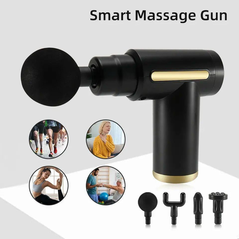 4-in-1 Deep Tissue Massage Gun – Percussion Massager with 4 Interchangeable Attachments